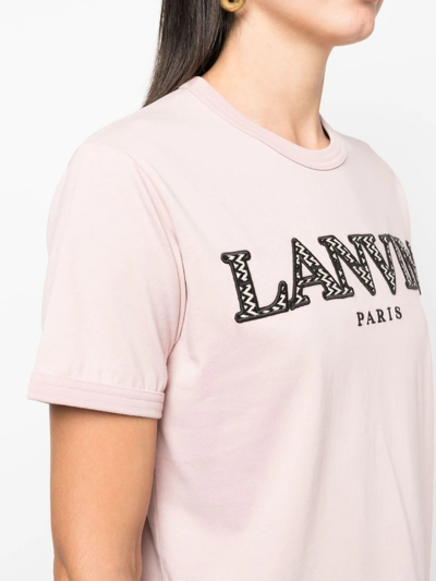 Shop Lanvin Logo-print Cotton T-shirt In Pink