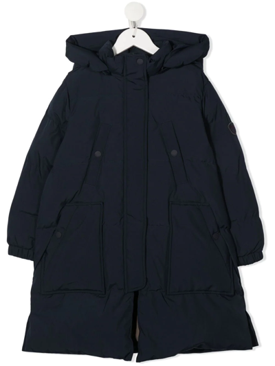 Shop Bonpoint Zip-up Hooded Padded Coat In Blue
