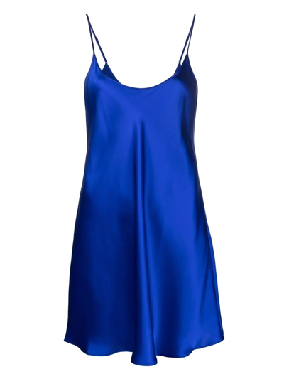 Shop La Perla Silk Slip Dress In Blue