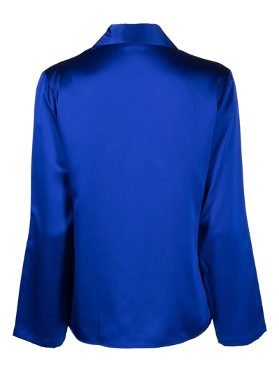 Shop La Perla Long-sleeve Silk Pajama Set In Blue