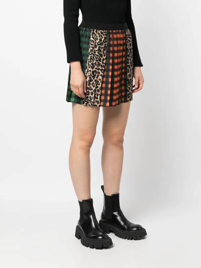 Ermanno Ermanno Multi-patterned Pleated Skirt In Orange | ModeSens