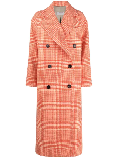 Shop Alberto Biani Double-breasted Mid-length Coat In Orange