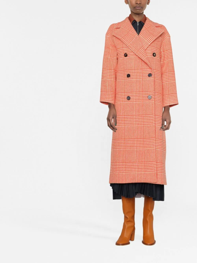 Shop Alberto Biani Double-breasted Mid-length Coat In Orange