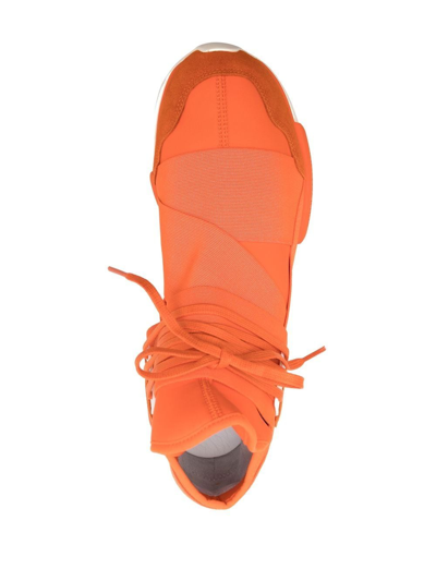 Y-3 Qasa Suede-trimmed Neoprene And Webbing High-top Sneakers In Orange