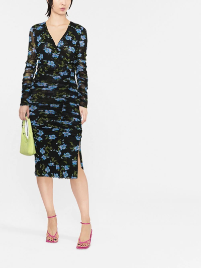 Shop Diane Von Furstenberg Floral-print Midi Dress In Black