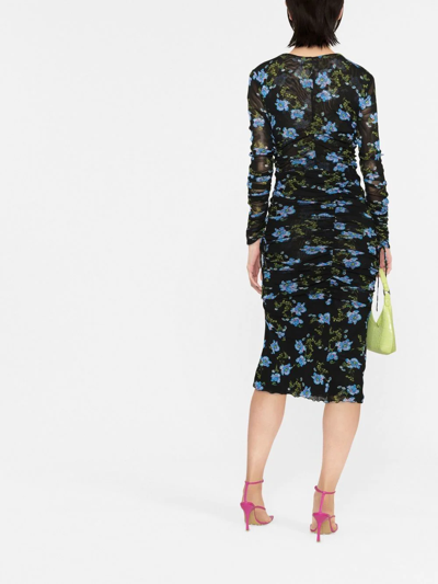 Shop Diane Von Furstenberg Floral-print Midi Dress In Black