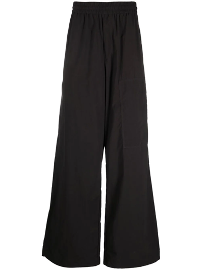 Shop Off-white Logo Patch Wide-leg Trousers In Black