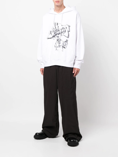 Off-white Logo Patch Wide-leg Trousers In Black