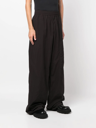 Off-white Logo Patch Wide-leg Trousers In Black