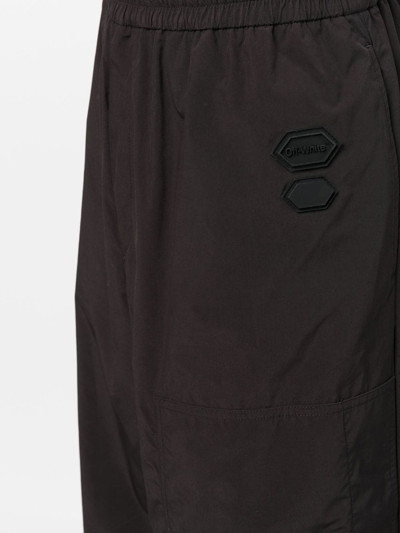 Off-white Logo Patch Wide-leg Trousers In Black