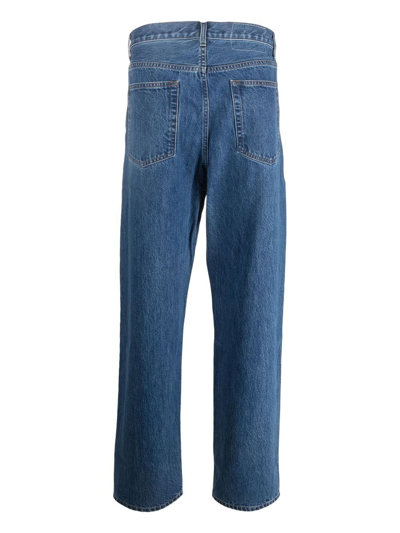 Shop Norse Projects High-waisted Wide-leg Jeans In Blue