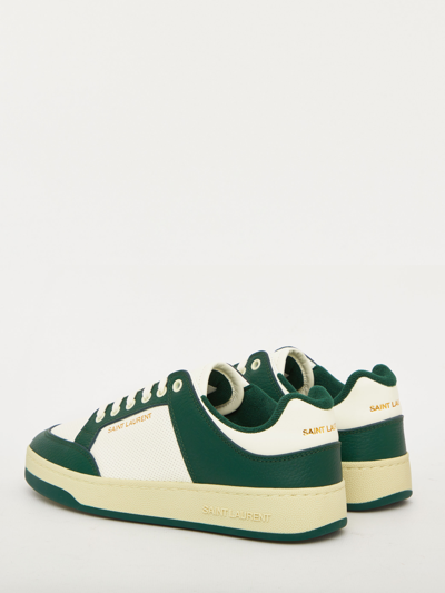 Shop Saint Laurent Sl/61 Leather Sneakers In White