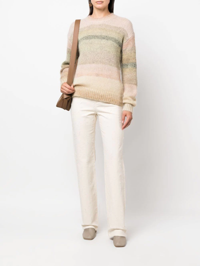 Shop Acne Studios Faded Striped Knitted Jumper In Nude