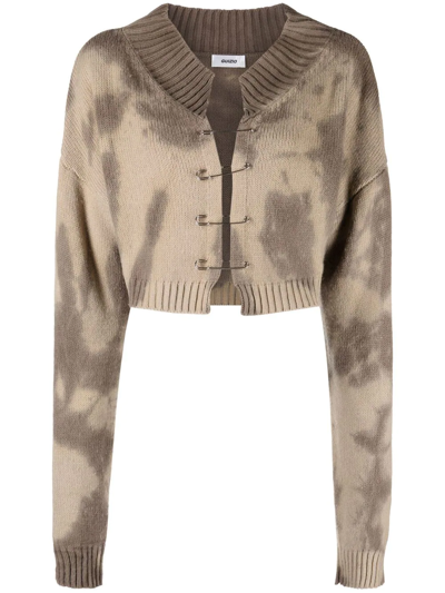 Shop Danielle Guizio Tie-dye Print Cropped Cardigan In Braun