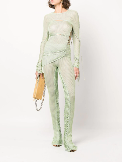 Isa Boulder Jigsaw Knit Top Set In Green