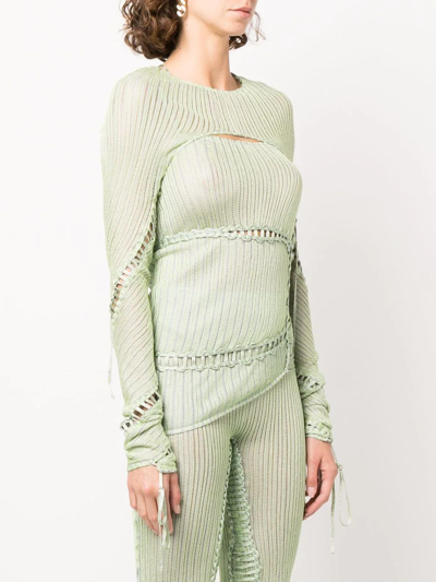 Shop Isa Boulder Jigsaw Asymmetric Knitted Top In Green