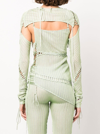Isa Boulder Jigsaw Knit Top Set In Green