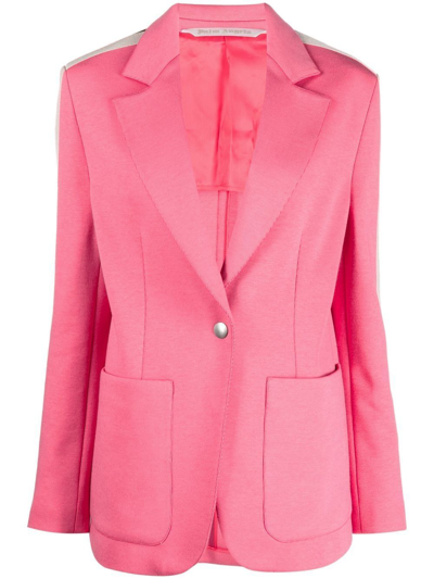 Shop Palm Angels Single Breasted Stripe-trim Blazer In Rosa