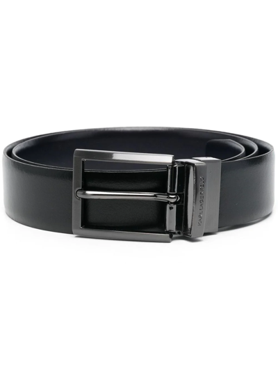 Shop Karl Lagerfeld Reversible Square-buckle Belt In Schwarz