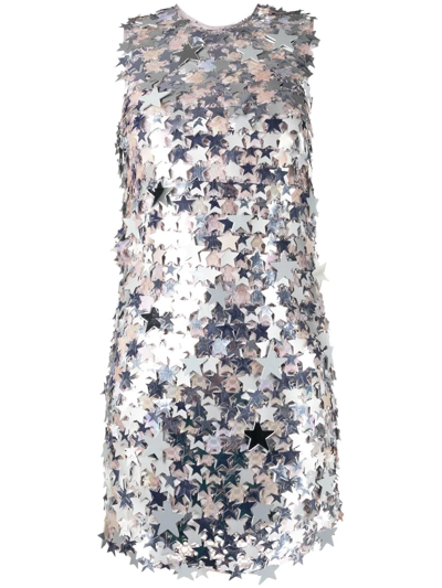 Shop Msgm Star-embellished Mini Dress In Grey