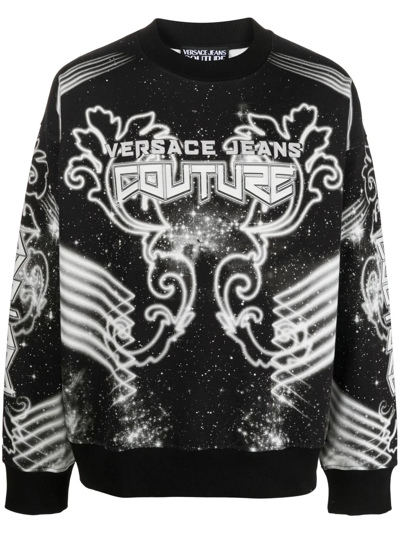 Shop Versace Jeans Couture Space Couture Long-sleeve Sweatshirt In Schwarz