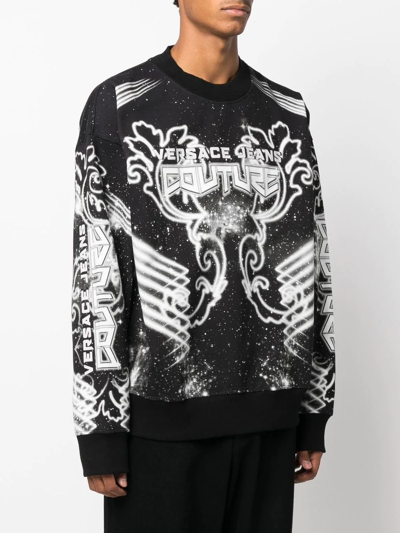 Shop Versace Jeans Couture Space Couture Long-sleeve Sweatshirt In Schwarz