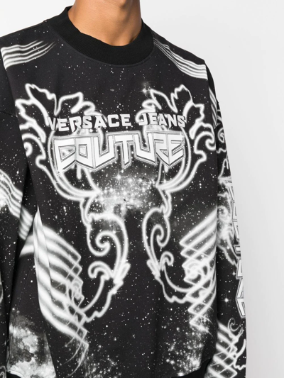 Shop Versace Jeans Couture Space Couture Long-sleeve Sweatshirt In Schwarz