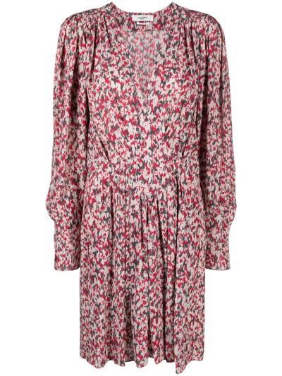 Shop Isabel Marant Étoile Abstract Pattern-print V-neck Mini Dress In Rosa