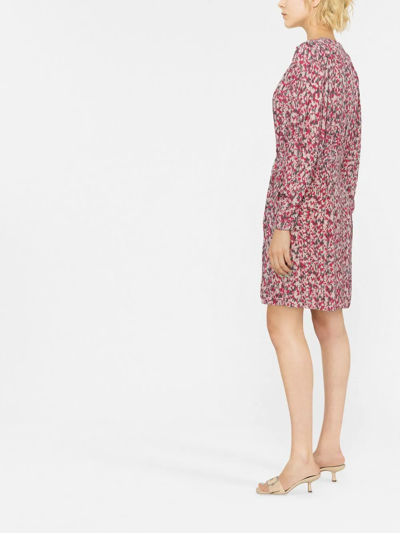 Shop Isabel Marant Étoile Abstract Pattern-print V-neck Mini Dress In Rosa
