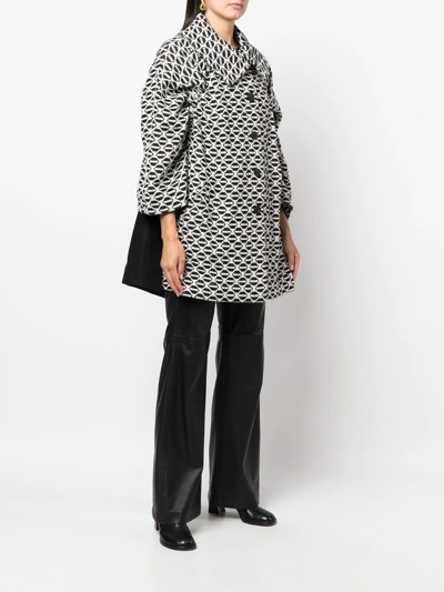 Shop Alberta Ferretti Geometric-pattern Virgin-wool Coat In Schwarz