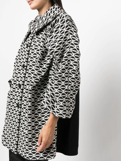Shop Alberta Ferretti Geometric-pattern Virgin-wool Coat In Schwarz