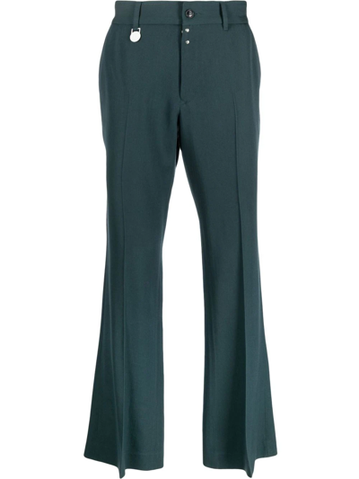 Shop Mm6 Maison Margiela Wool Gabardine Flared Trousers In Green