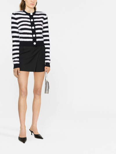 Shop Balmain Horizontal-stripe Long-sleeve Cardigan In Weiss