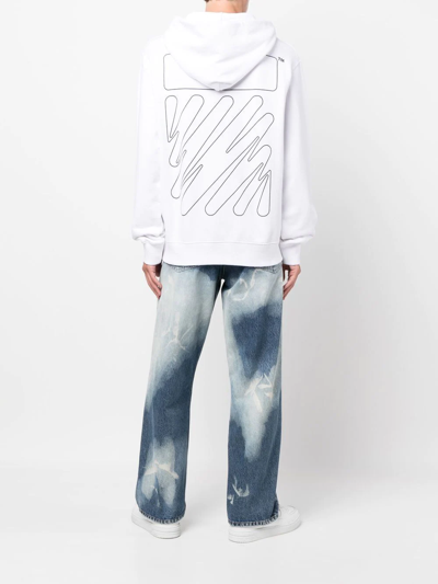 Off-white Wave Diag Drawstring Hoodie In Weiss