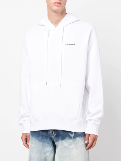Off-white Wave Diag Drawstring Hoodie In Weiss