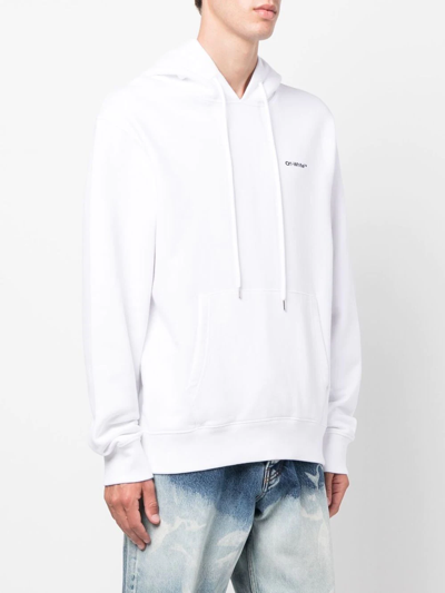 Off-white Wave Diag Drawstring Hoodie In Weiss