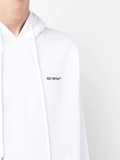 Shop Off-white Logo-print Drawstring Hoodie In Weiss