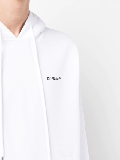 Off-white Wave Diag Drawstring Hoodie In Weiss