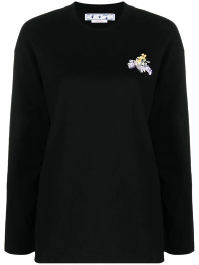 Shop Off-white Flower Arrow Organic-cotton Sweatshirt In Black