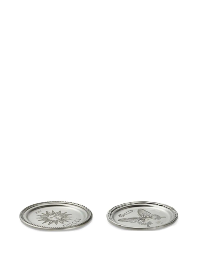 Shop Gucci Logo-engraved Coasters (set Of Two) In Silber