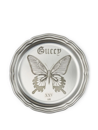 Shop Gucci Logo-engraved Coasters (set Of Two) In Silber