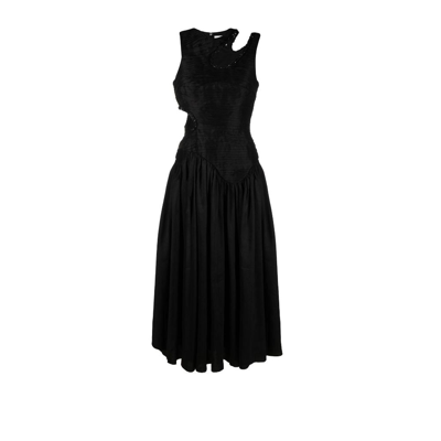 Shop Aje Black Jolie Cutout Pleated Midi Dress