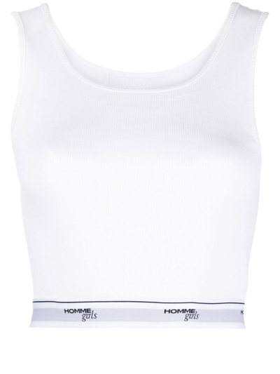 Shop Hommegirls Logo Trim Cotton Tank Top - Women's - Cotton In White