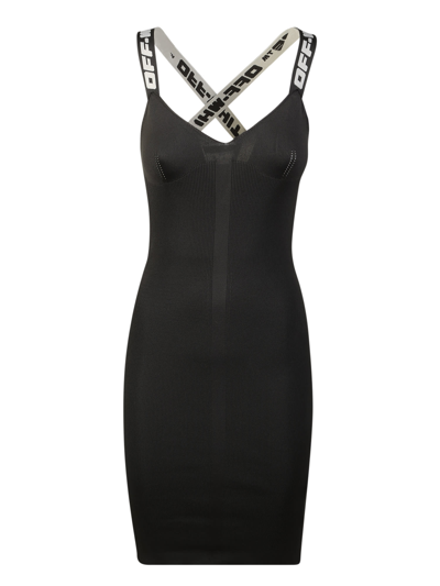 Shop Off-white V-neck Midi Dresses Black
