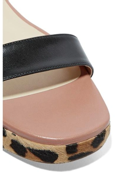Shop Francesco Russo Leather, Suede And Leopard-print Goat Hair Platform Sandals