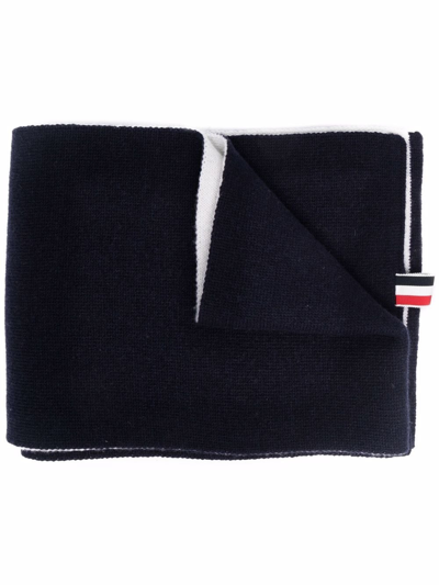 Shop Thom Browne Lobster Intarsia-knit Wool Scarf In Blue