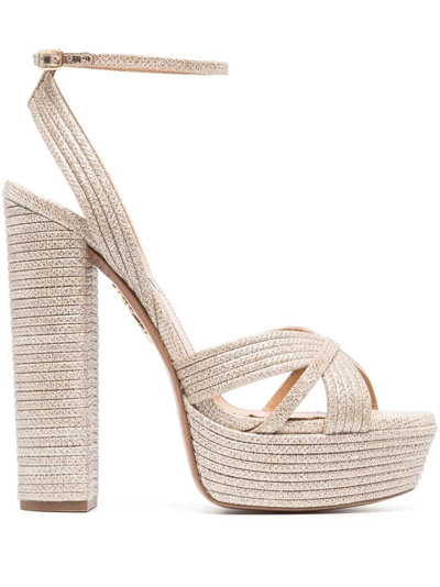 Shop Aquazzura Sundance 140mm Platform Sandals In Gold