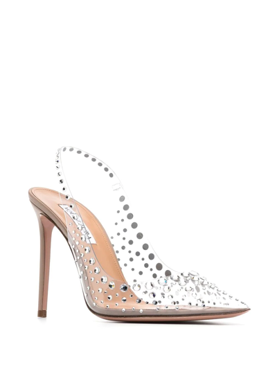 Aquazzura Starburst 75 Crystal-embellished Pvc Slingback Pumps In Neutrals