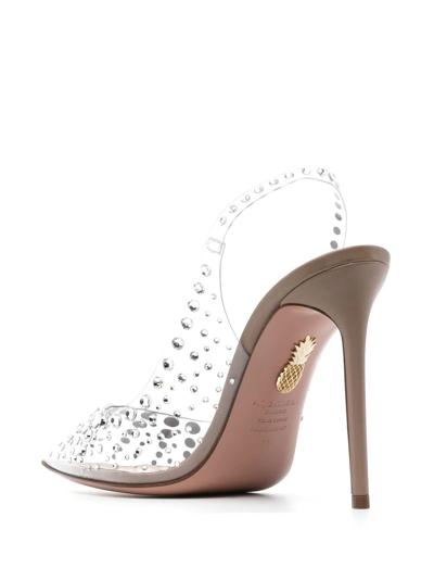 Aquazzura Starburst 75 Crystal-embellished Pvc Slingback Pumps In Neutrals
