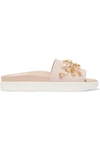 Simone Rocha 30mm Embellished Leather Slide Sandals, Pink In Piek